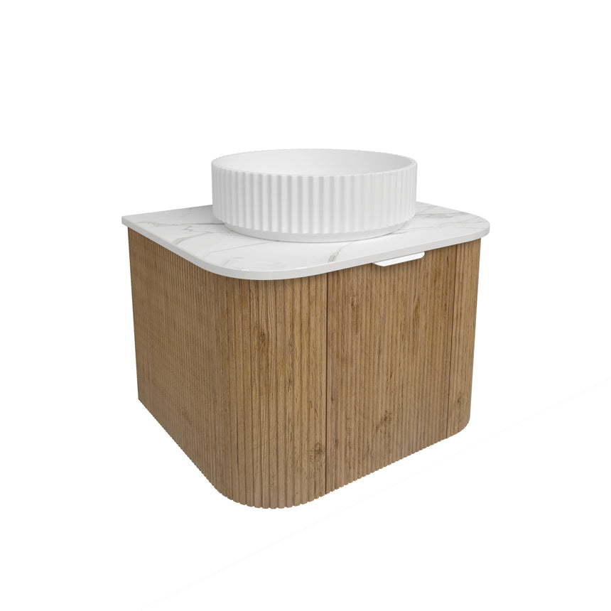 Agena Fluted Wood Grain Wall Hung Cabinet Prime Oak