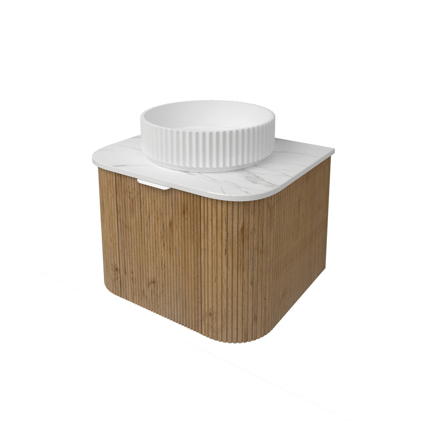 Agena Fluted Wood Grain Wall Hung Cabinet Prime Oak