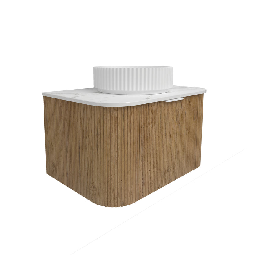 Agena Fluted Wood Grain Wall Hung Cabinet Prime Oak