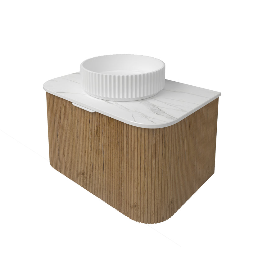 Agena Fluted Wood Grain Wall Hung Cabinet Prime Oak