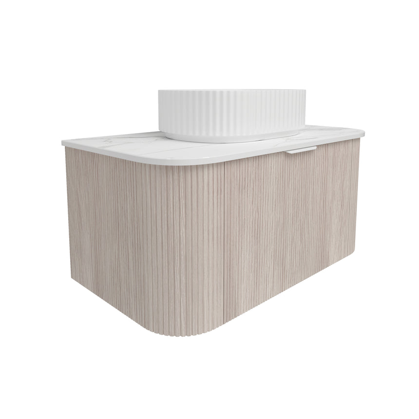 Agena Fluted Wood Grain Wall Hung Cabinet Coastal Oak