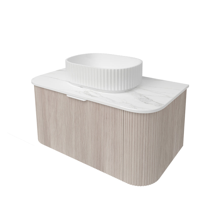 Agena Fluted Wood Grain Wall Hung Cabinet Coastal Oak