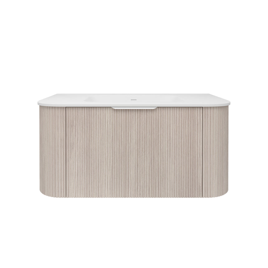 Agena Fluted Wood Grain Wall Hung Cabinet Coastal Oak