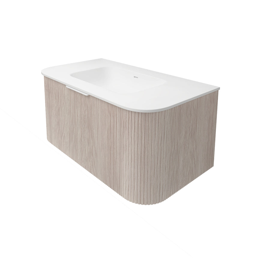 Agena Fluted Wood Grain Wall Hung Cabinet Coastal Oak