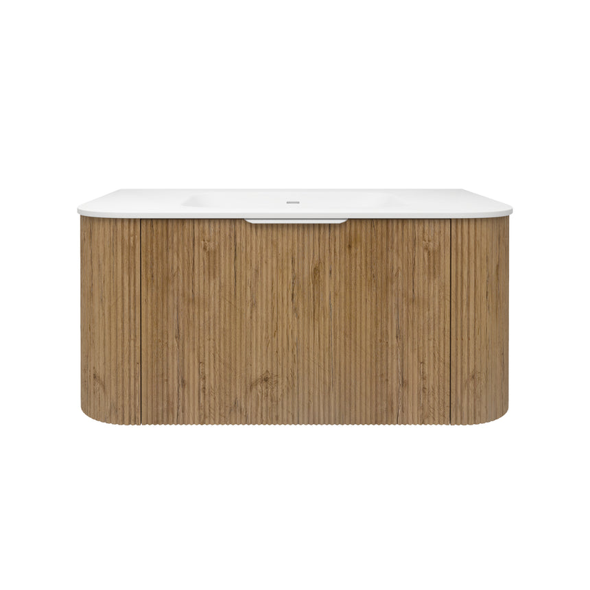 Agena Fluted Wood Grain Wall Hung Cabinet Prime Oak