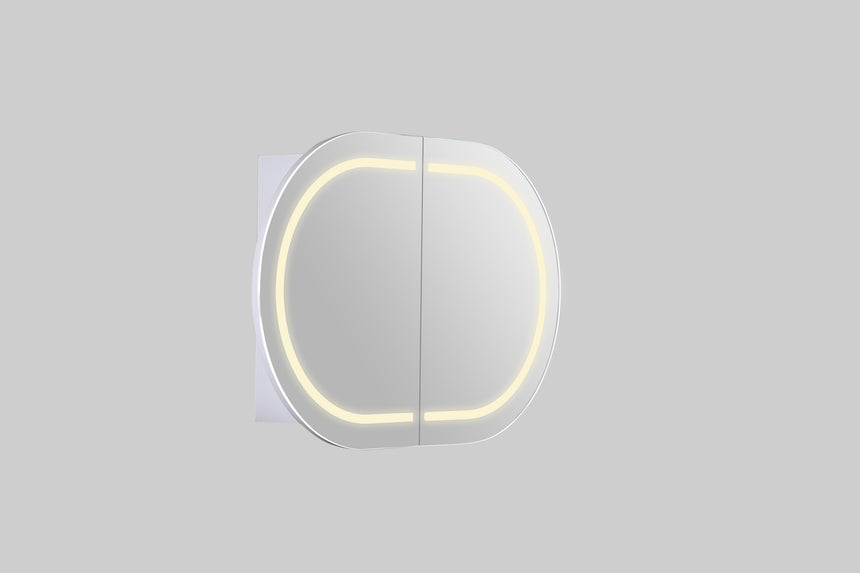 Lukka Allison 900x600mm triple-door LED shaving cabinet matte white with warm LED edge lighting by Tilemall