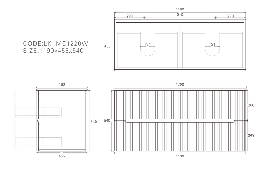 Cabarita Modern Wall Hung Cabinet Matte Black