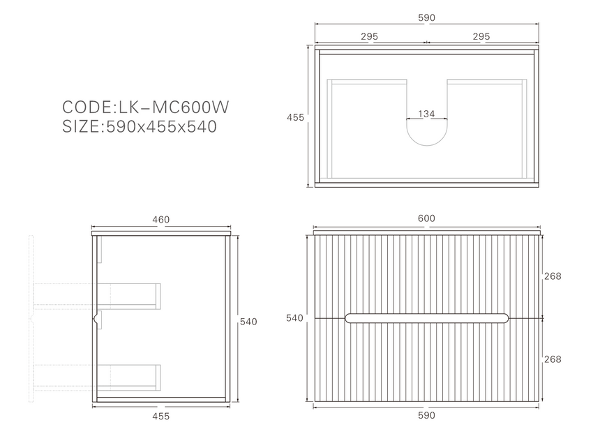 Cabarita Modern Wall Hung Cabinet Matte Black