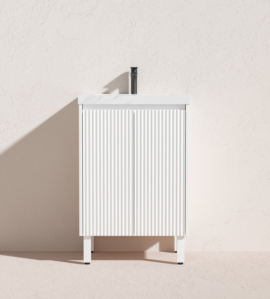 Crete Modern Free Standing Cabinet Matte White