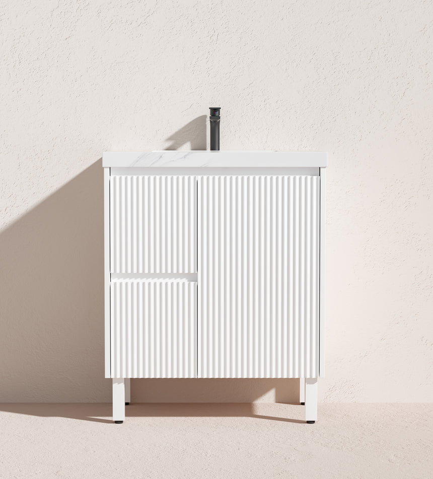 Crete Modern Free Standing Cabinet Matte White