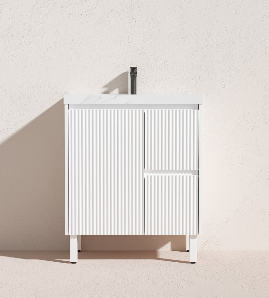 Crete Modern Free Standing Cabinet Matte White