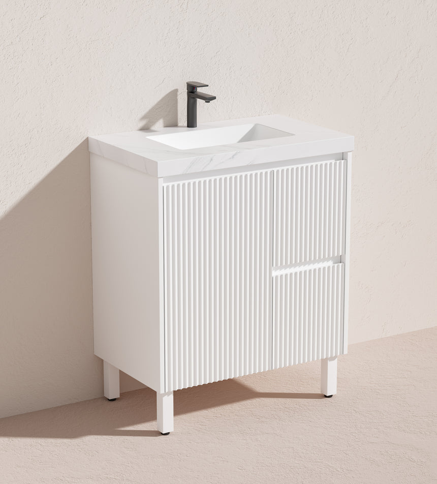 Crete Modern Free Standing Cabinet Matte White