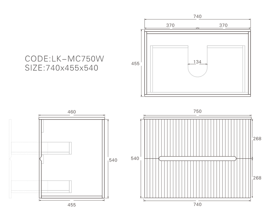 Cabarita Modern Wall Hung Cabinet Matte White