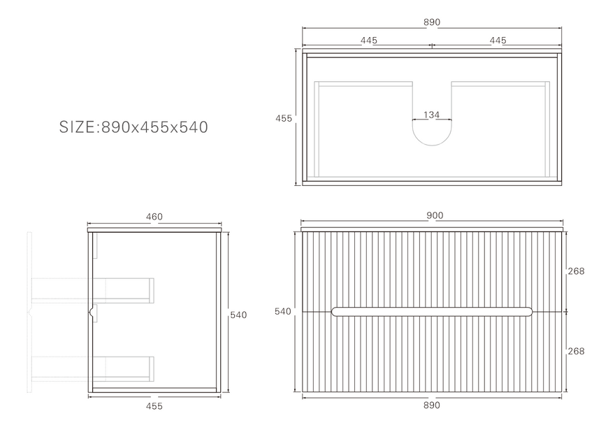 Cabarita Modern Wall Hung Cabinet Matte Black