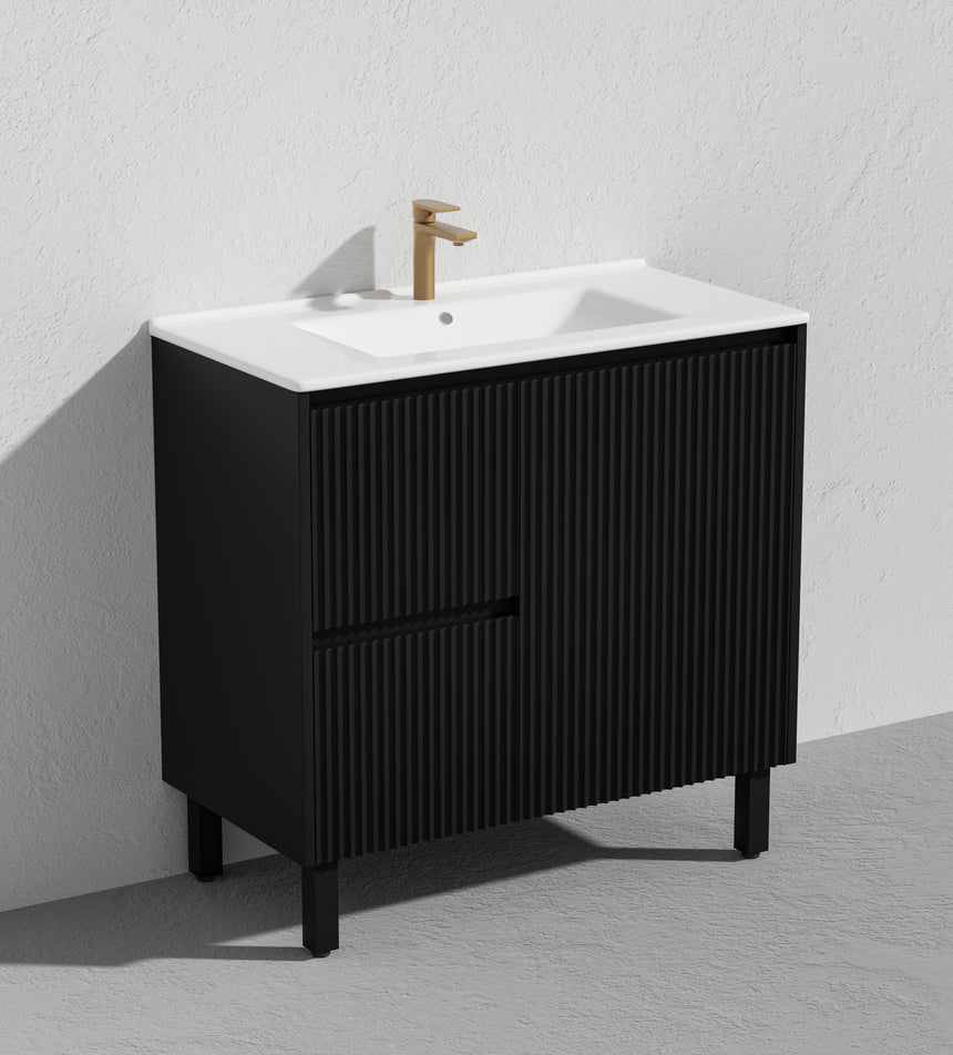 Crete Modern Free Standing Cabinet Matte Black