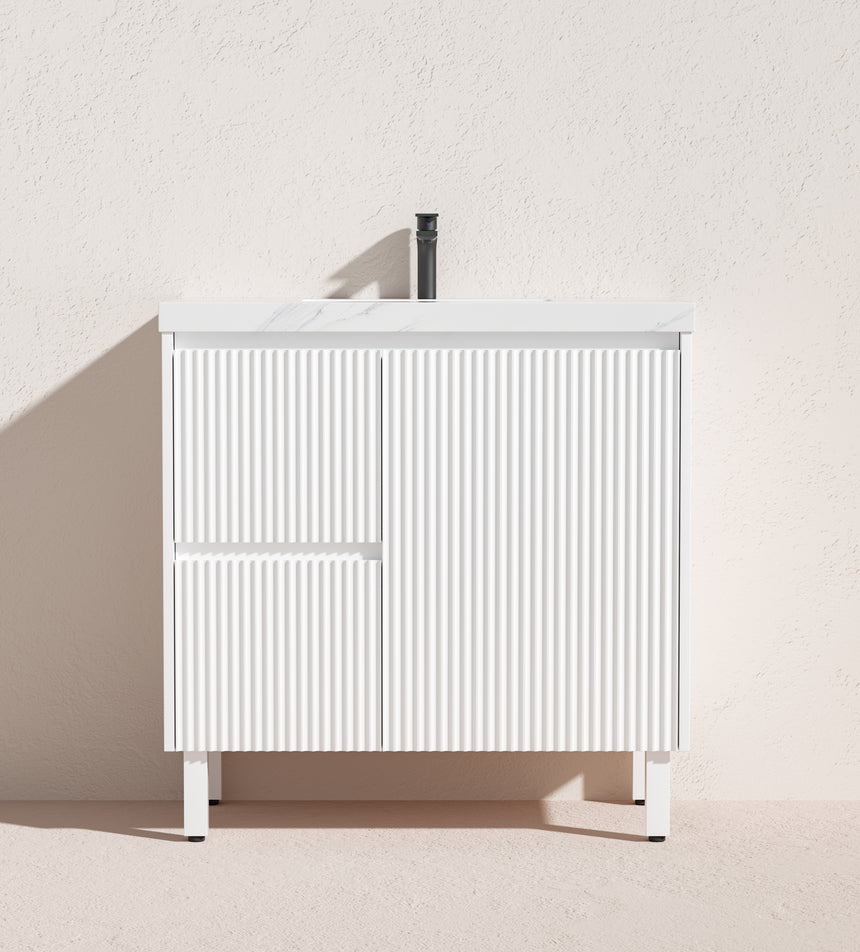 Crete Modern Free Standing Cabinet Matte White