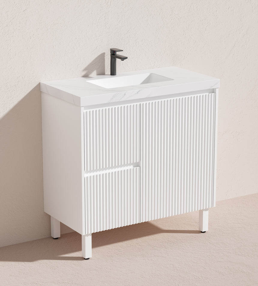 Crete Modern Free Standing Cabinet Matte White