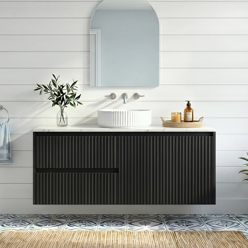 Crete Modern Wall Hung Cabinet Matte Black