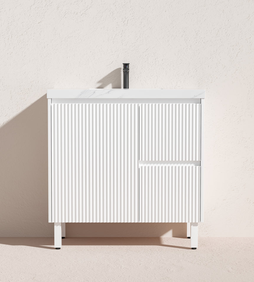 Crete Modern Free Standing Cabinet Matte White