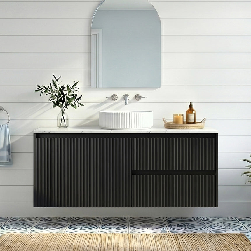 Crete Modern Wall Hung Cabinet Matte Black