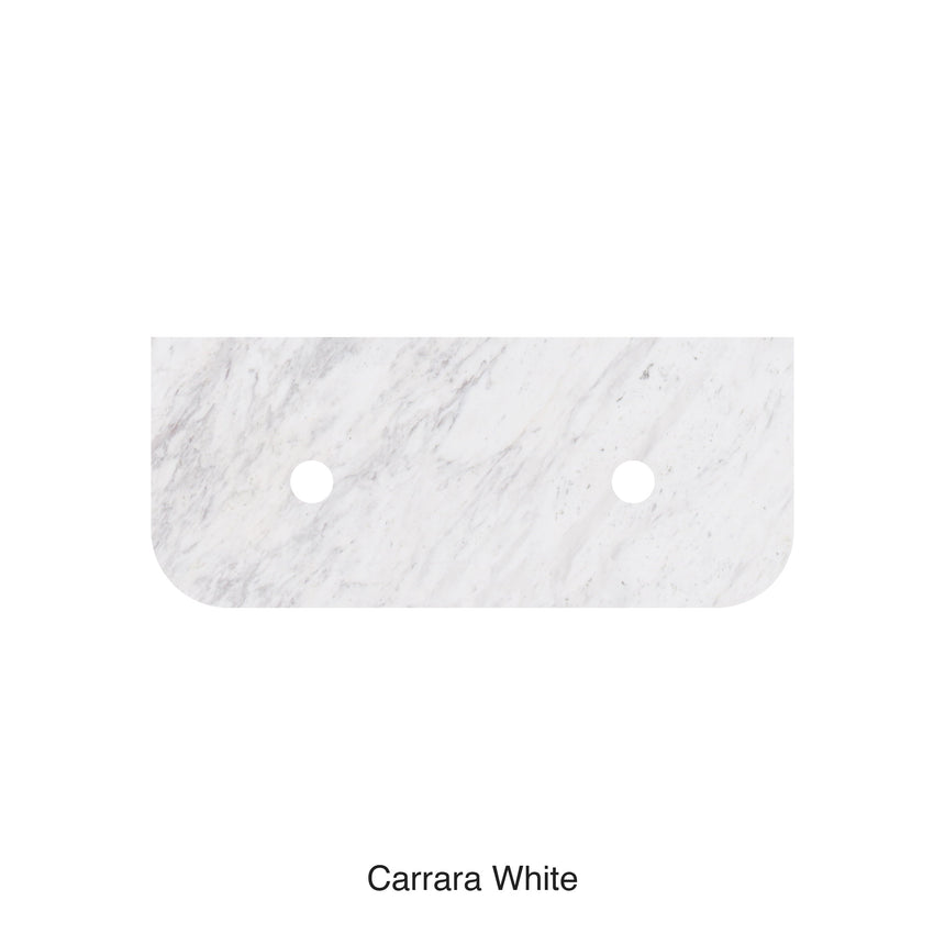 Carrara White Marble Curve Semi Drill Top Double Under Counter Basin 1200mm