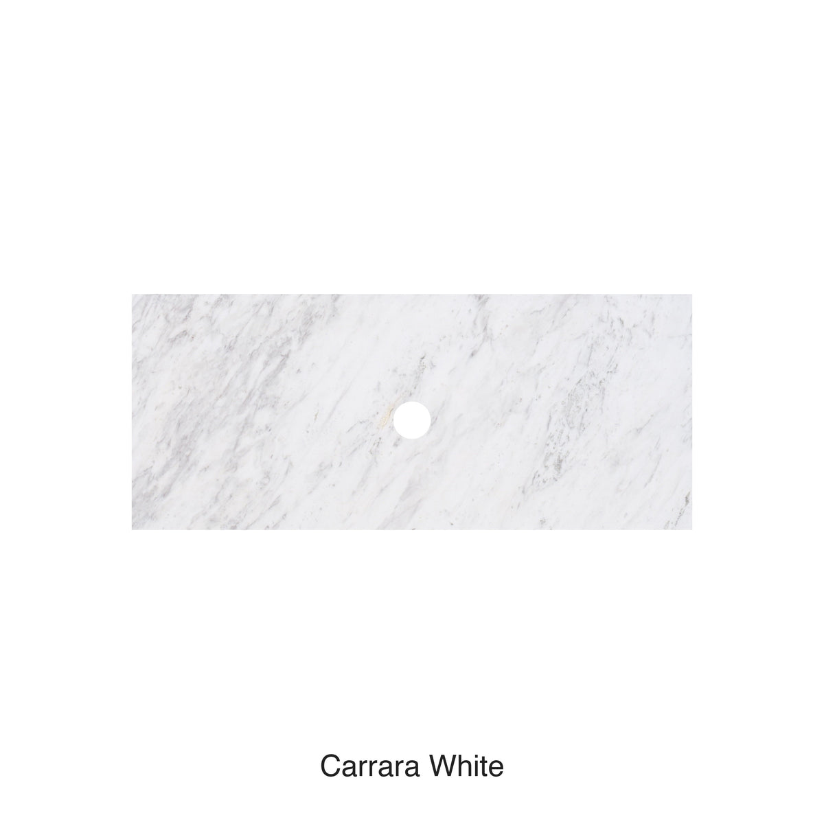 Lukka Carrara White Marble 605x465mm vanity top in white porcelain with semi-drilled tap hole by Tilemall