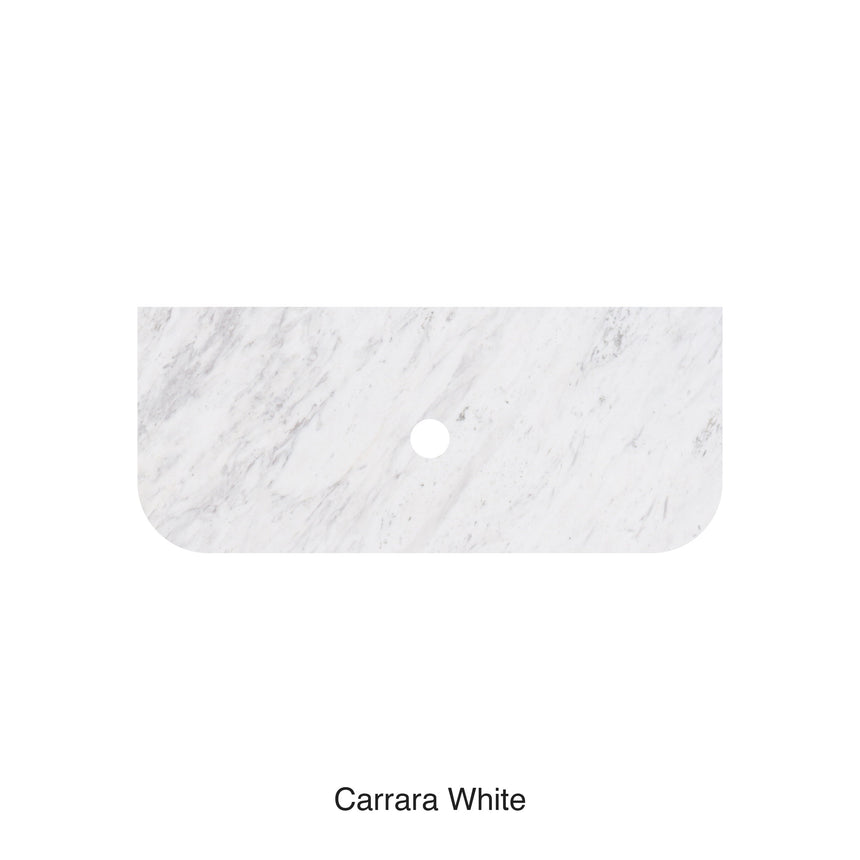 Carrara White Marble Curve Semi Drill Top Under Counter Basin 750mm