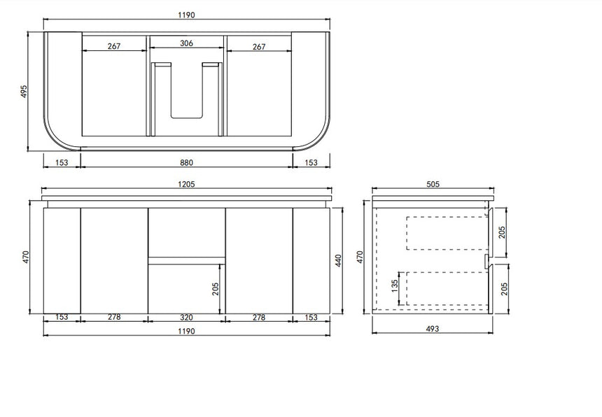 Devito Modern Wall Hung Cabinet Matte Black and White