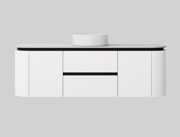 Devito Modern Wall Hung Cabinet Matte Black and White