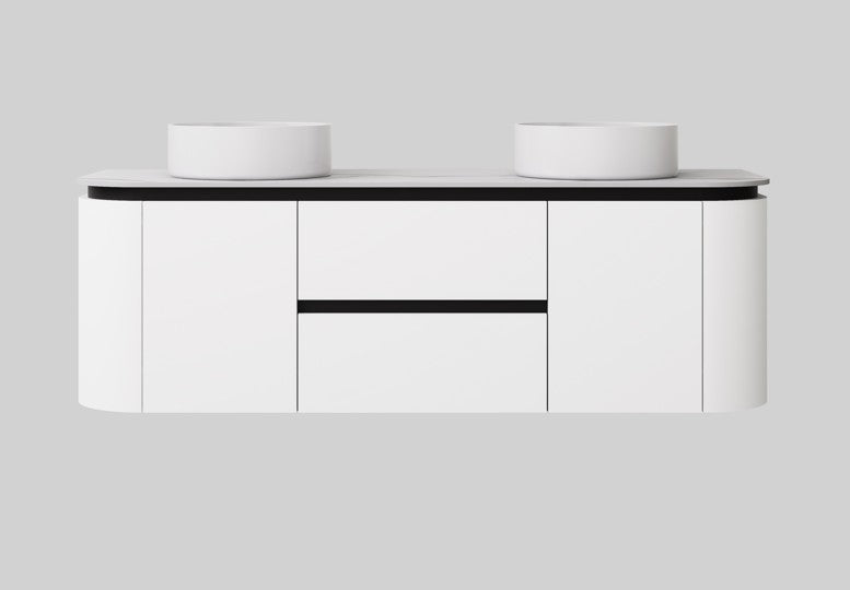 Devito Modern Wall Hung Cabinet Matte Black and White
