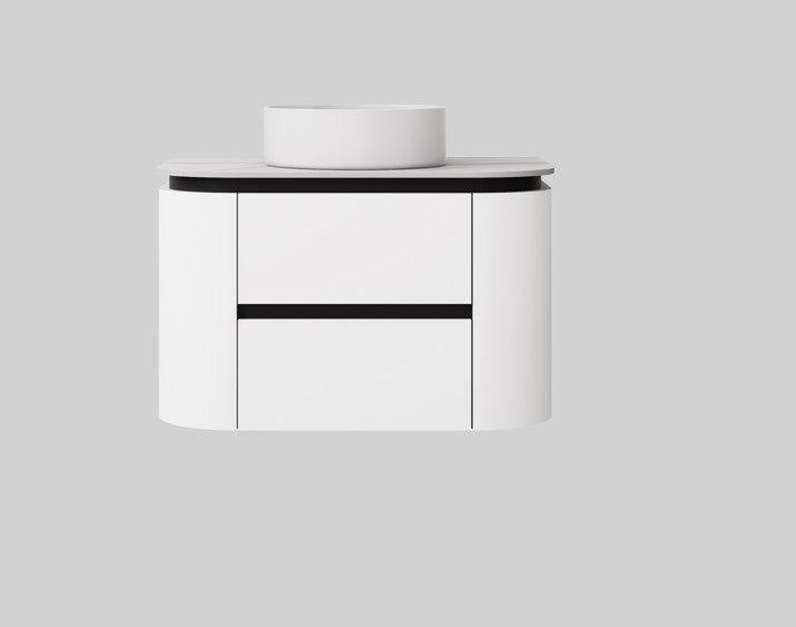 Devito Modern Wall Hung Cabinet Matte Black and White