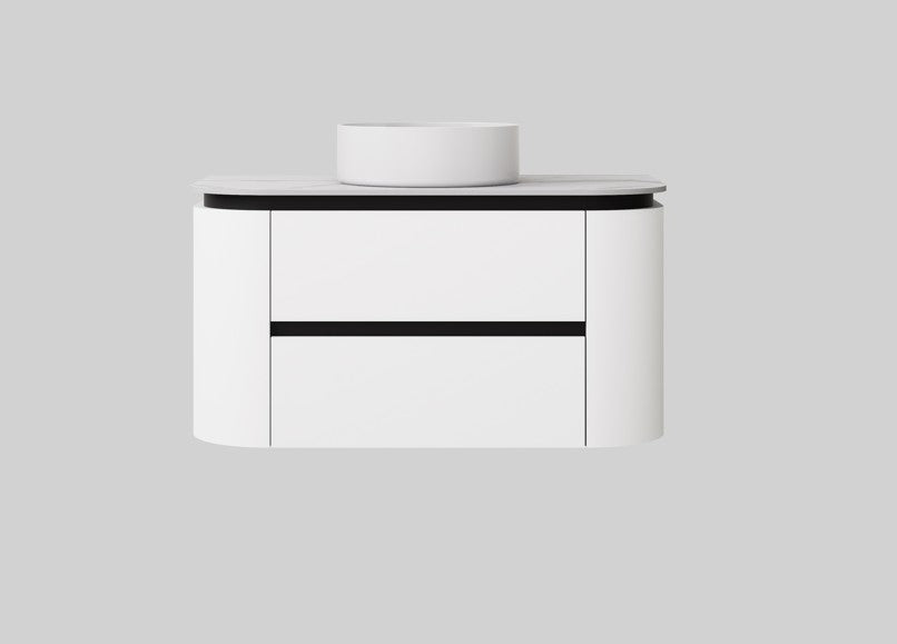 Devito Modern Wall Hung Cabinet Matte Black and White