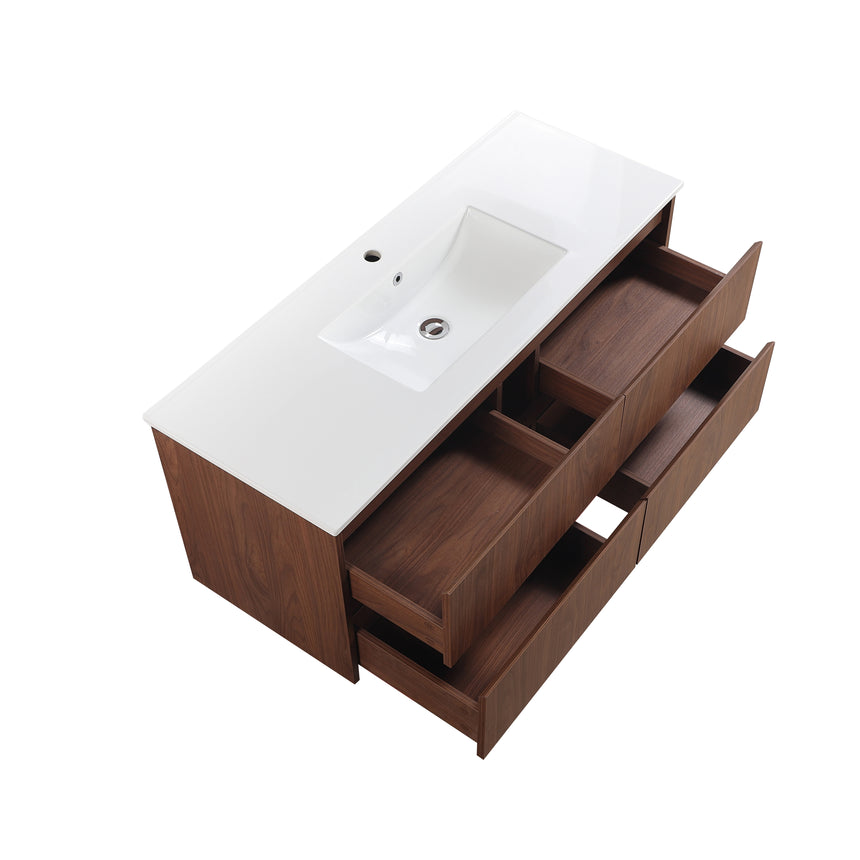 Gladstone Modern Wall Hung Vanity Mocha Oak