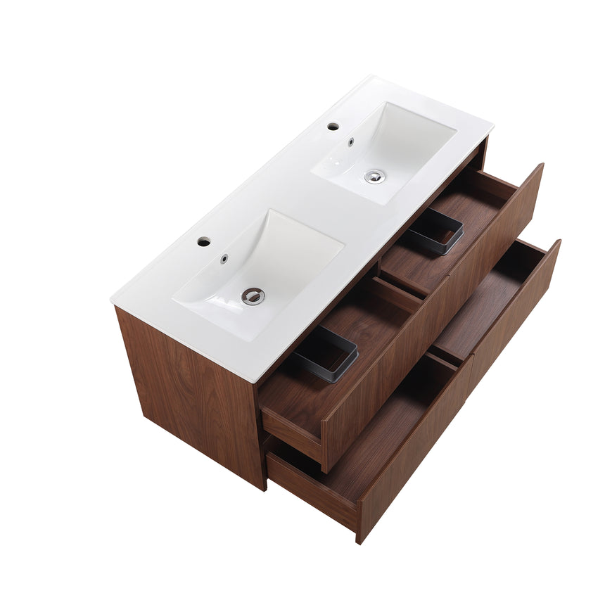 Gladstone Modern Wall Hung Vanity Mocha Oak