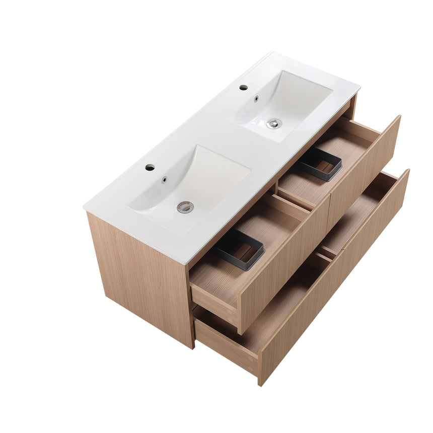 Gladstone Modern Wall Hung Vanity Sandy Oak