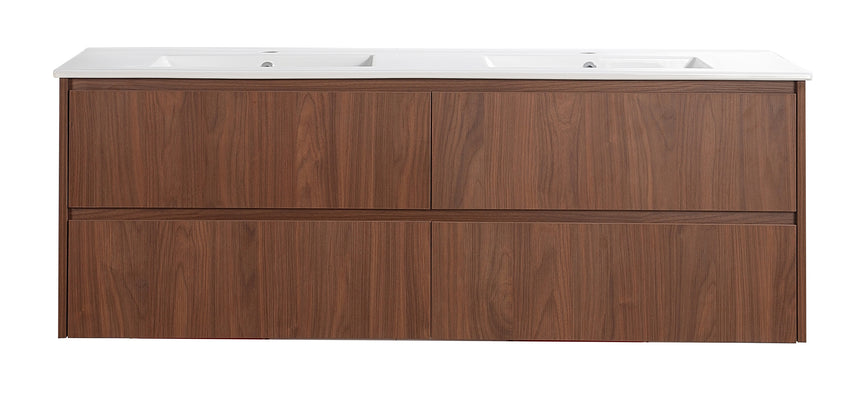 Gladstone Modern Wall Hung Vanity Mocha Oak
