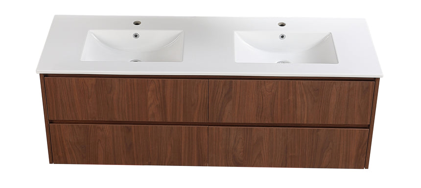 Gladstone Modern Wall Hung Vanity Mocha Oak