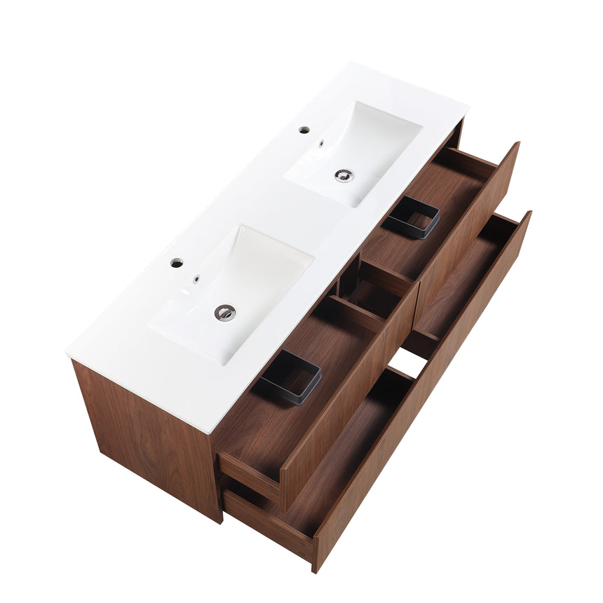 Gladstone Modern Wall Hung Vanity Mocha Oak