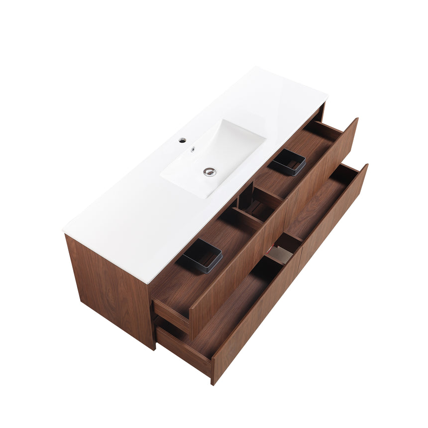 Gladstone Modern Wall Hung Vanity Mocha Oak