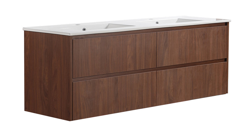 Gladstone Modern Wall Hung Vanity Mocha Oak