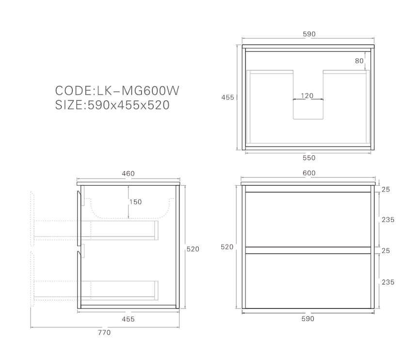 Gladstone Modern Wall Hung Vanity Mocha Oak