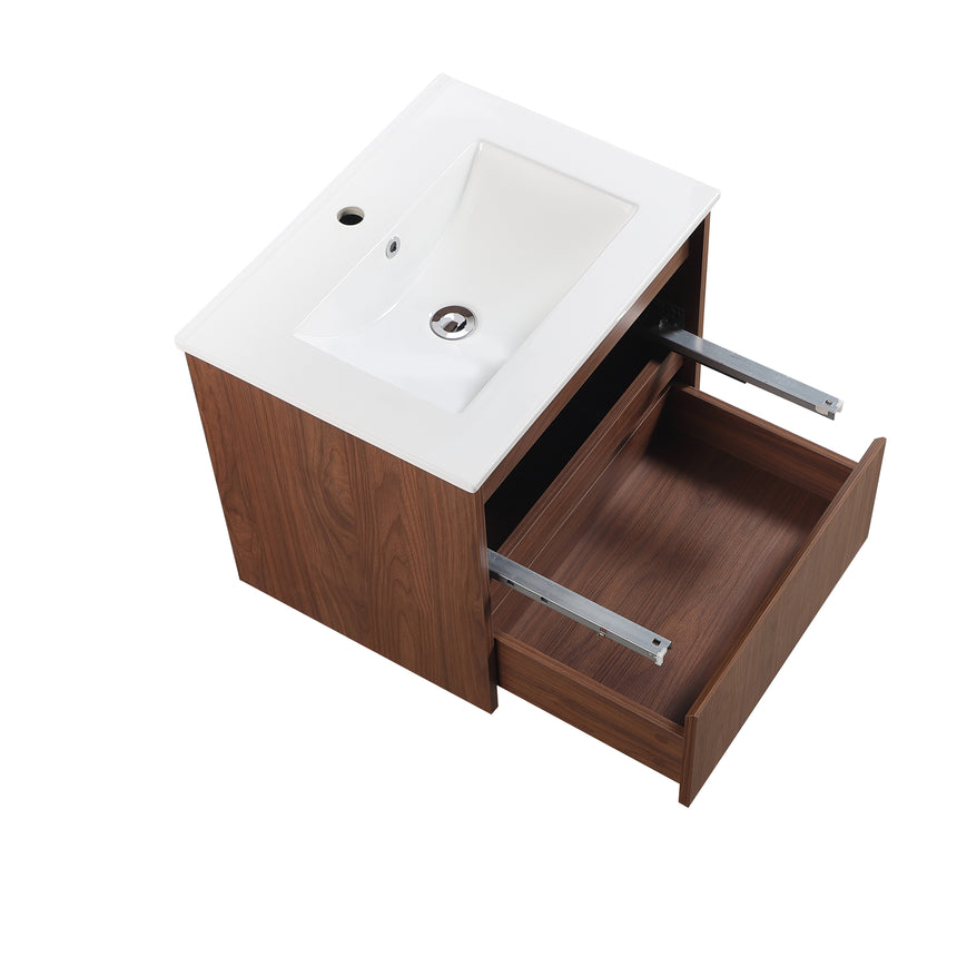 Gladstone Modern Wall Hung Vanity Mocha Oak