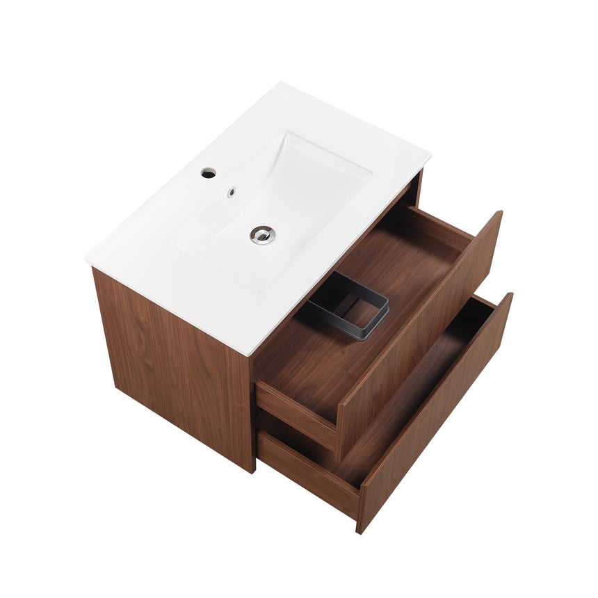 Gladstone Modern Wall Hung Vanity Mocha Oak