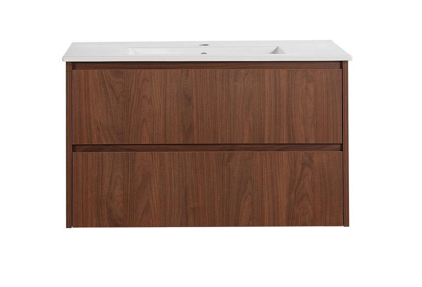 Gladstone Modern Wall Hung Vanity Mocha Oak
