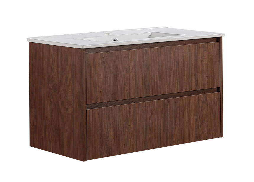 Gladstone Modern Wall Hung Vanity Mocha Oak