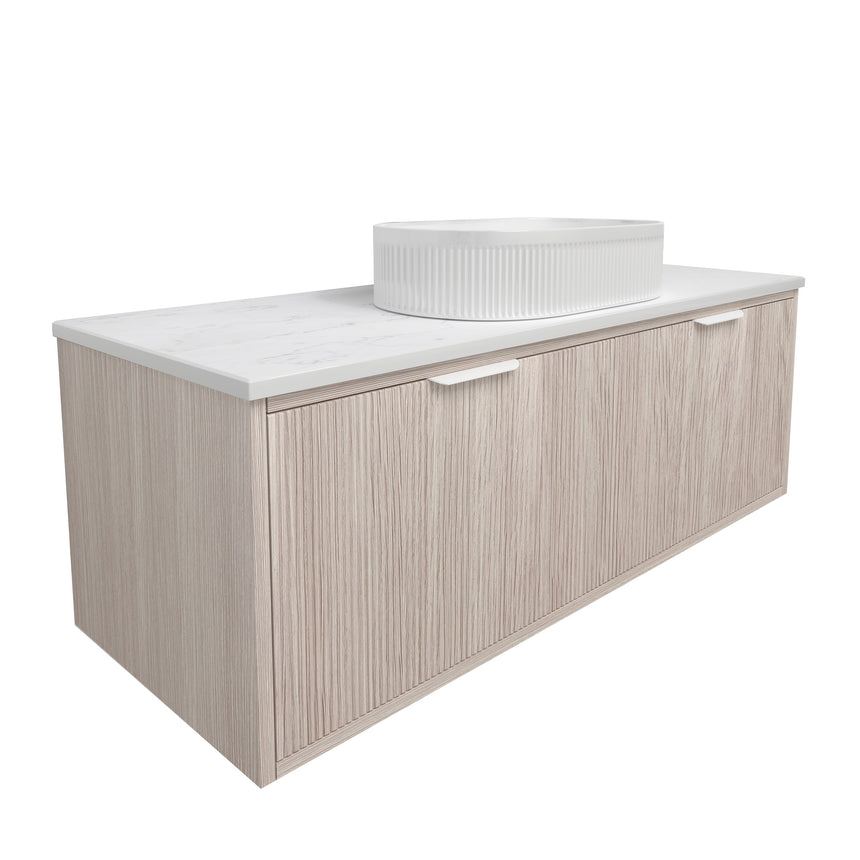 Kliff Fluted Wood Grain Cabinet Coastal Oak