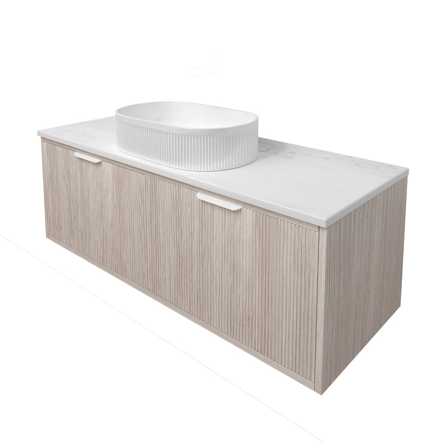 Kliff Fluted Wood Grain Cabinet Coastal Oak