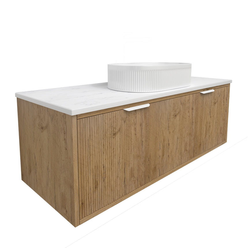 Kliff Fluted Wood Grain Cabinet Prime Oak