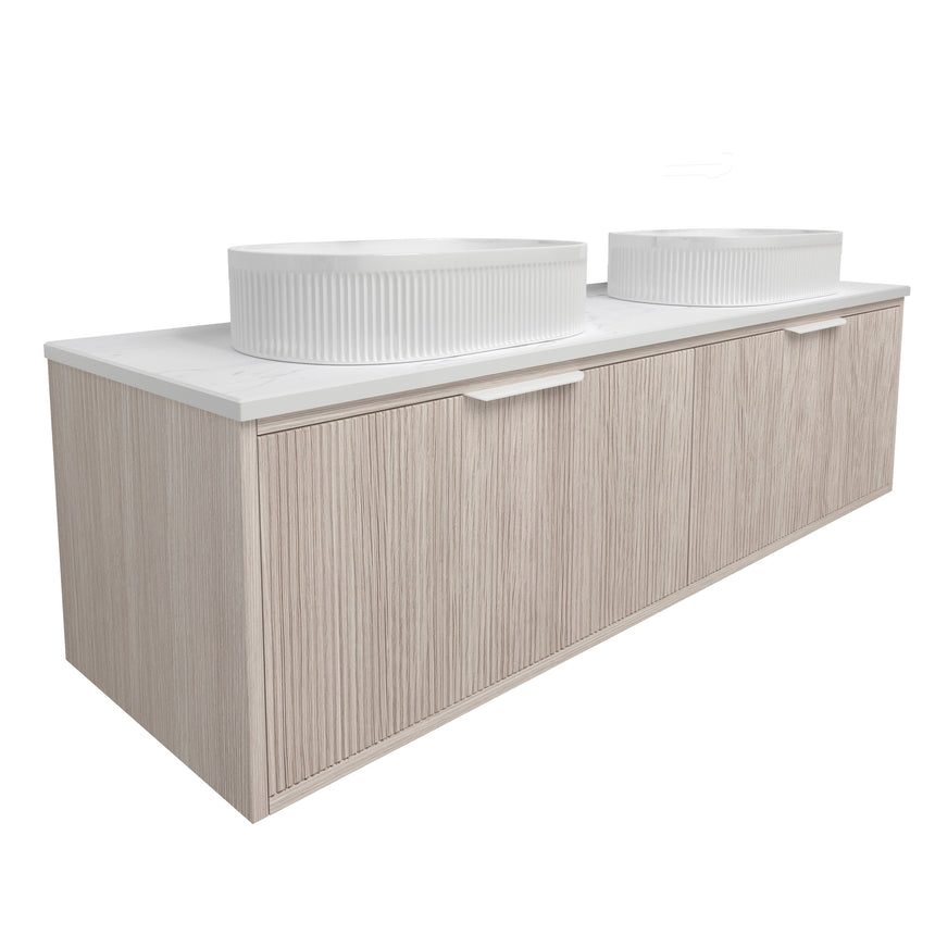 Kliff Fluted Wood Grain Cabinet Coastal Oak