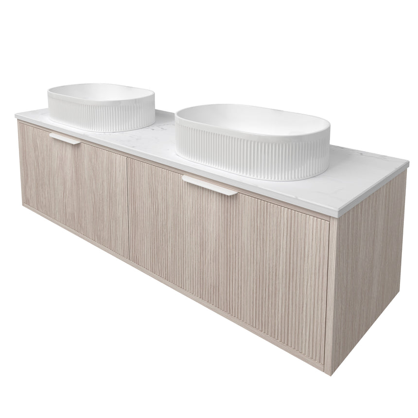 Kliff Fluted Wood Grain Cabinet Coastal Oak